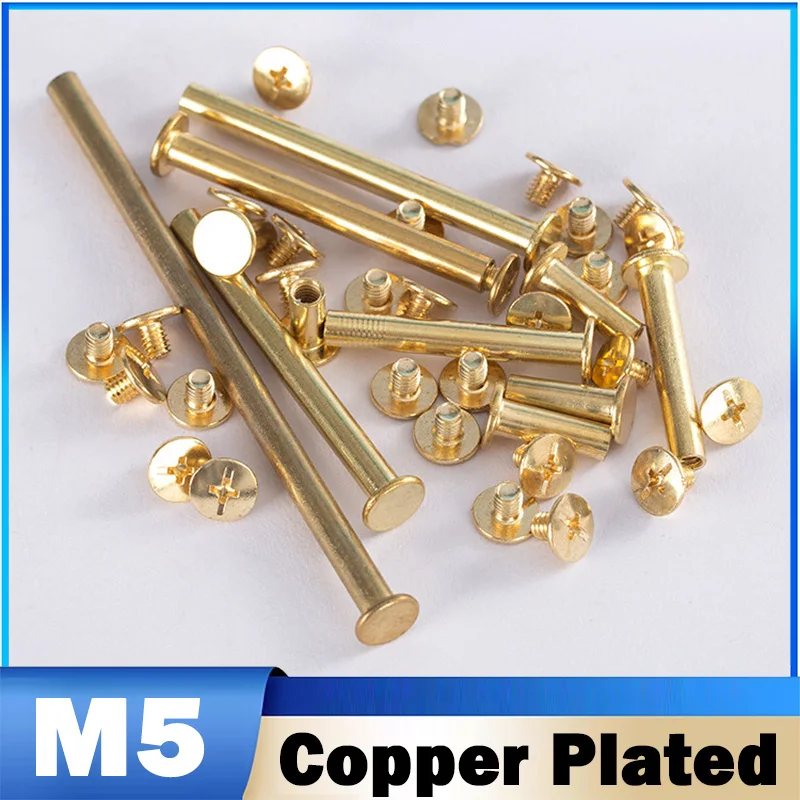 2~20Pcs Copperr Plated Binding Chicago Screws Photo Scrapbook Album Book Post Binding Screw Leather Bag Belt Chicago Screw