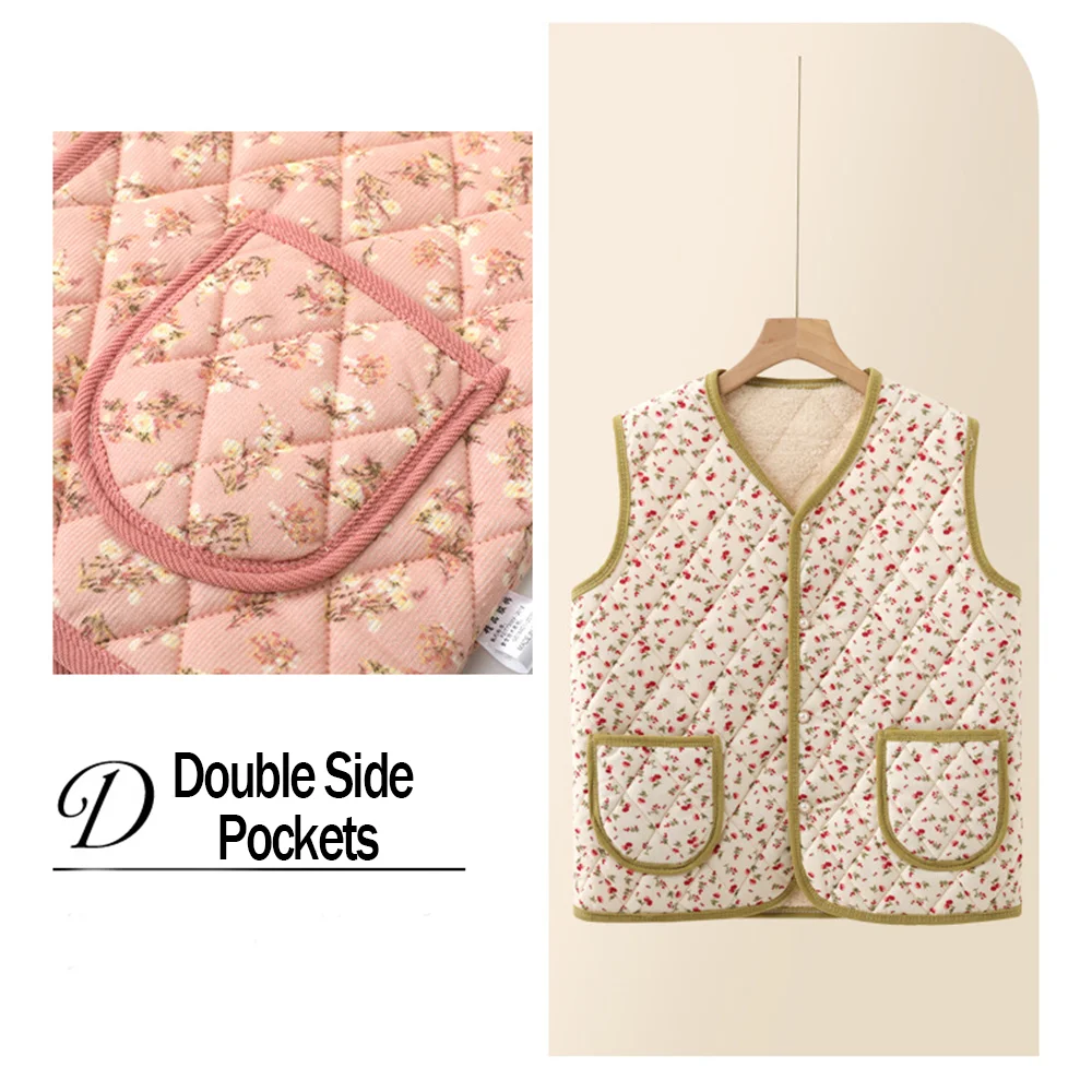 Autumn Winter New Plants Floral Embroidery Warm Vest Trendy Middle-Aged Women's Jacket Vest Faionable Casual Top