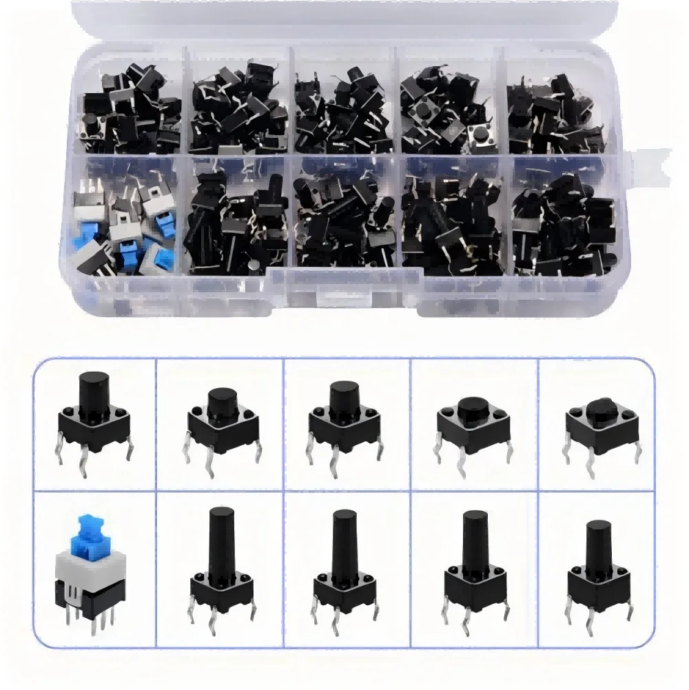10 значений = 180 шт. тактильный кнопочный переключатель мини-мгновенный тактовый ассортимент комплект DIY для Arduino переключатель 6*6 4,3 мм ~ 13 мм DIP 4P