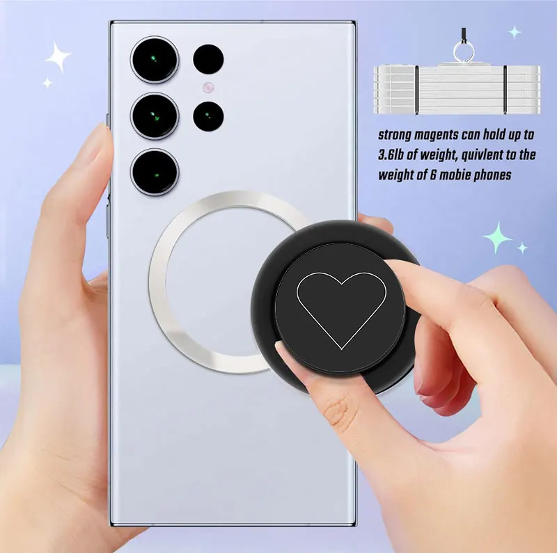Popped Magnetic Phone Socket for MagSafe Magnetic Phone Grip Holder for iphone 17 16 15 14 pro max plus-love heart - view 6