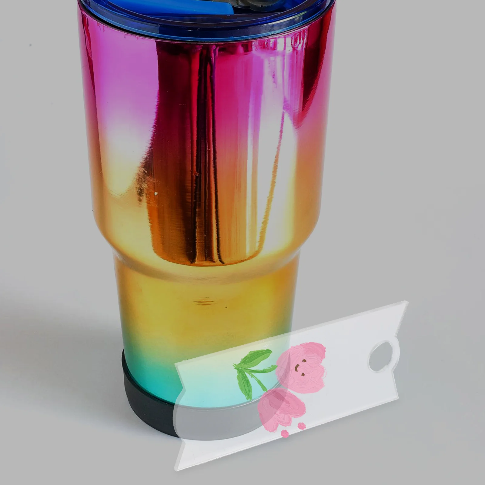 10 Pcs Acrylic Water Bottle Name Plate Blank Tumbler Cup Label Cap Durable Smooth Diy Lightweight Festive