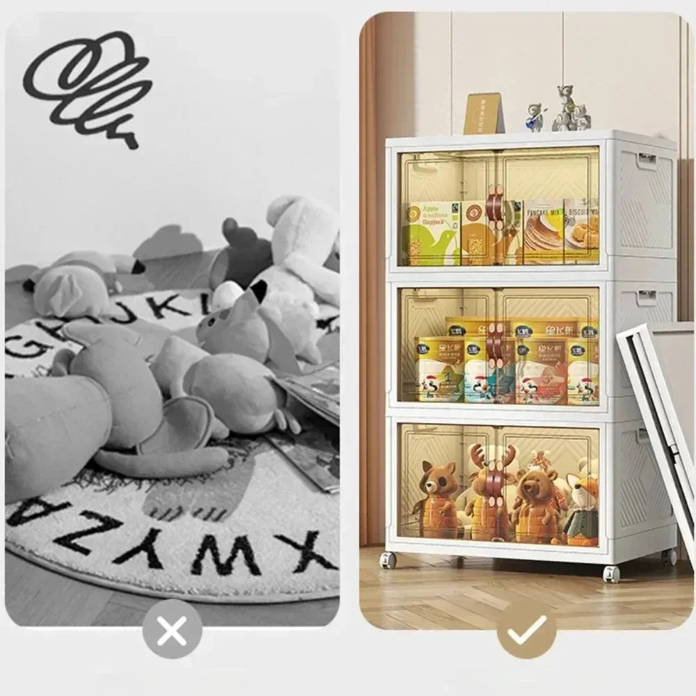 

A 45 55cm Foldable Multi-Layer Storage Box Locker Folding Wardrobe Clothes Storage Cabinet Removable Transparent Plastic Cabinet