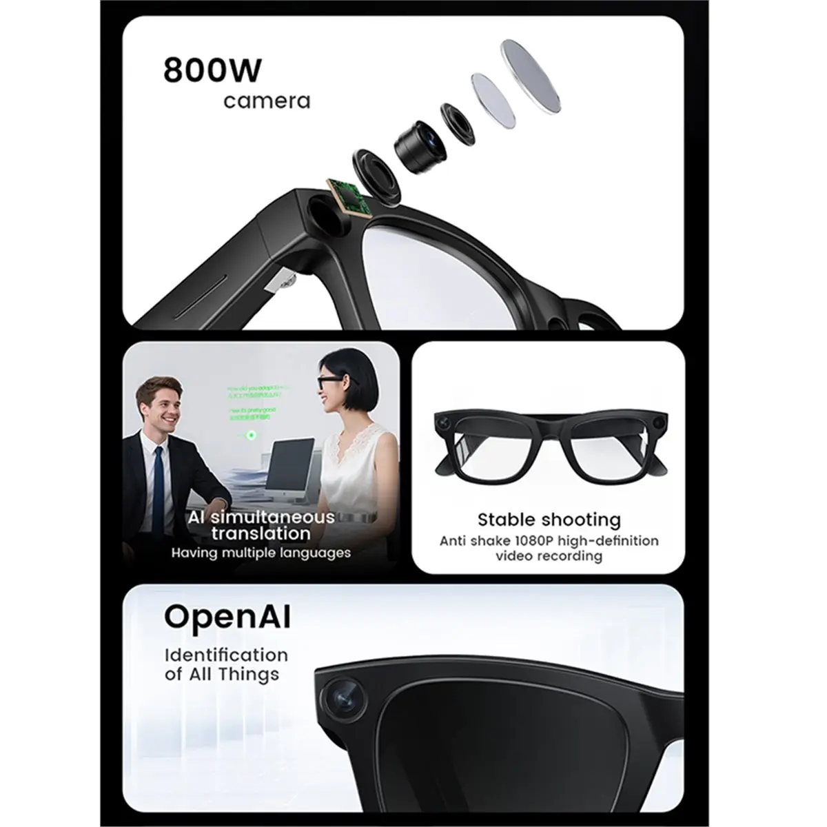 （2026 SUMMER）2026 Smart Glasses HD Photo Video OpenAI Record Translation Touch Photochromic Lenses Bluetooth Call Music Glasses
