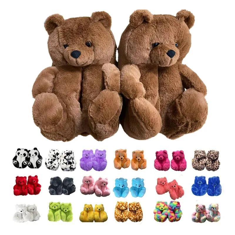 

Fashion Bear Plush Slippers Women Men House Animals Soft Shoes Christmas Slipper Adults Indoor Shoes