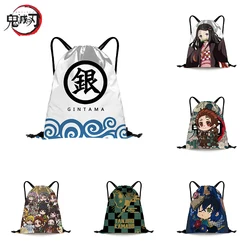 Anime Demon Slayer borsa con coulisse Kamado Tanjirou Nezuko Agatsuma Zenitsu zaino per cartoni animati borsa per la spesa a tracolla regalo