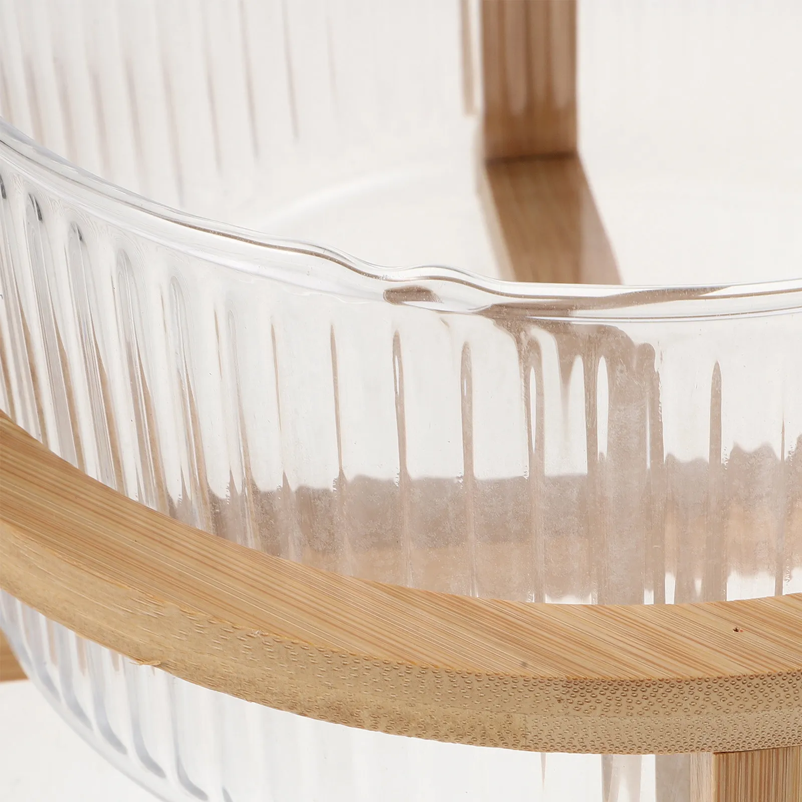 Glass Salad Bowl 1.8L Vertical Striped Clear Fruit Serving Bowl Large Capacity Decorative Centerpiece Dish for Dining Table view 5