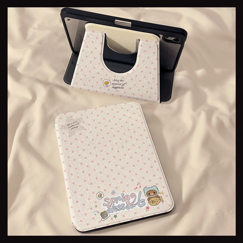

Kawaii Rilakkuma 11-й защитный чехол 2025 iPad 11 Защитный чехол для планшета Вращение на 360 градусов Air 2025 (13 дюймов) Подарки для девочек с защитой от падения
