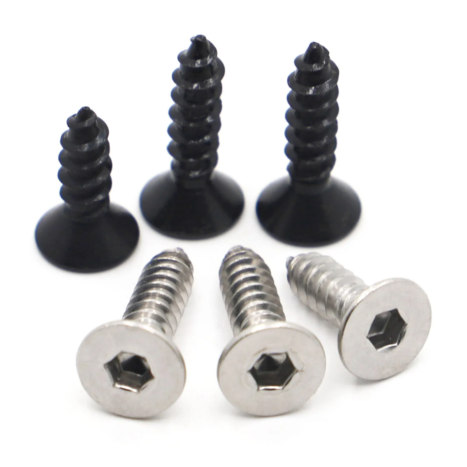 

M3 M4 M5 M6 304 Stainless Steel / Black 8.8 Carbon Steel Allen Hex Hexagon Socket Flat Countersunk Head Self Tapping Screw