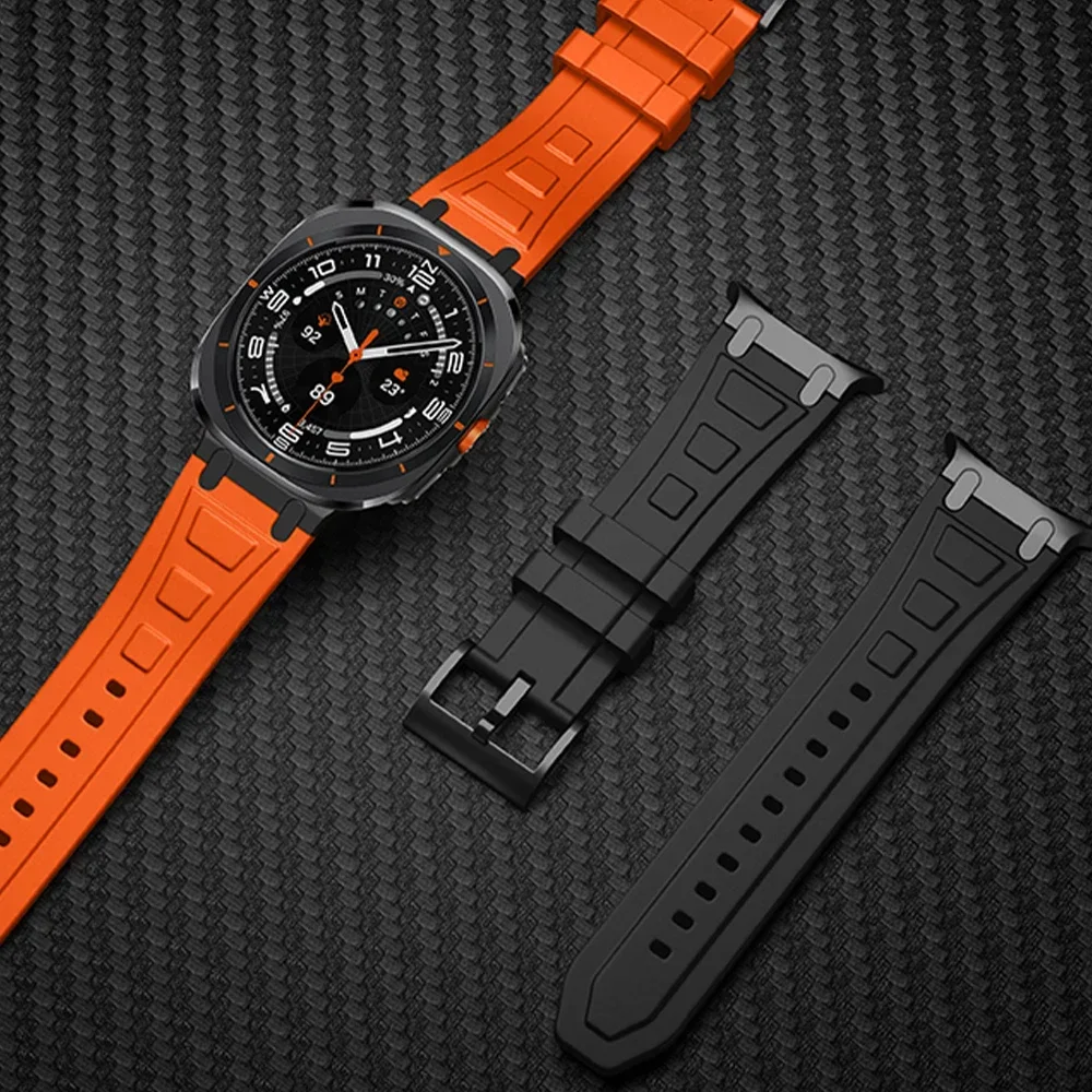 Soft Silicone Loop Strap for Samsung Galaxy Watch Ultra 47mm Men Sports Band for Galaxy 47mm Ultra NO Gaps Curved End Bracelet