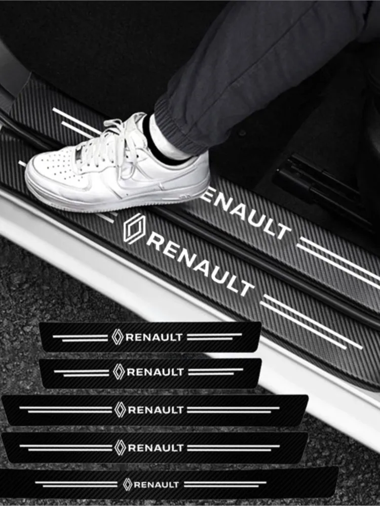 Adesivo de fibra de carbono para limiar interior do carro, para novo renault clio megane trafic