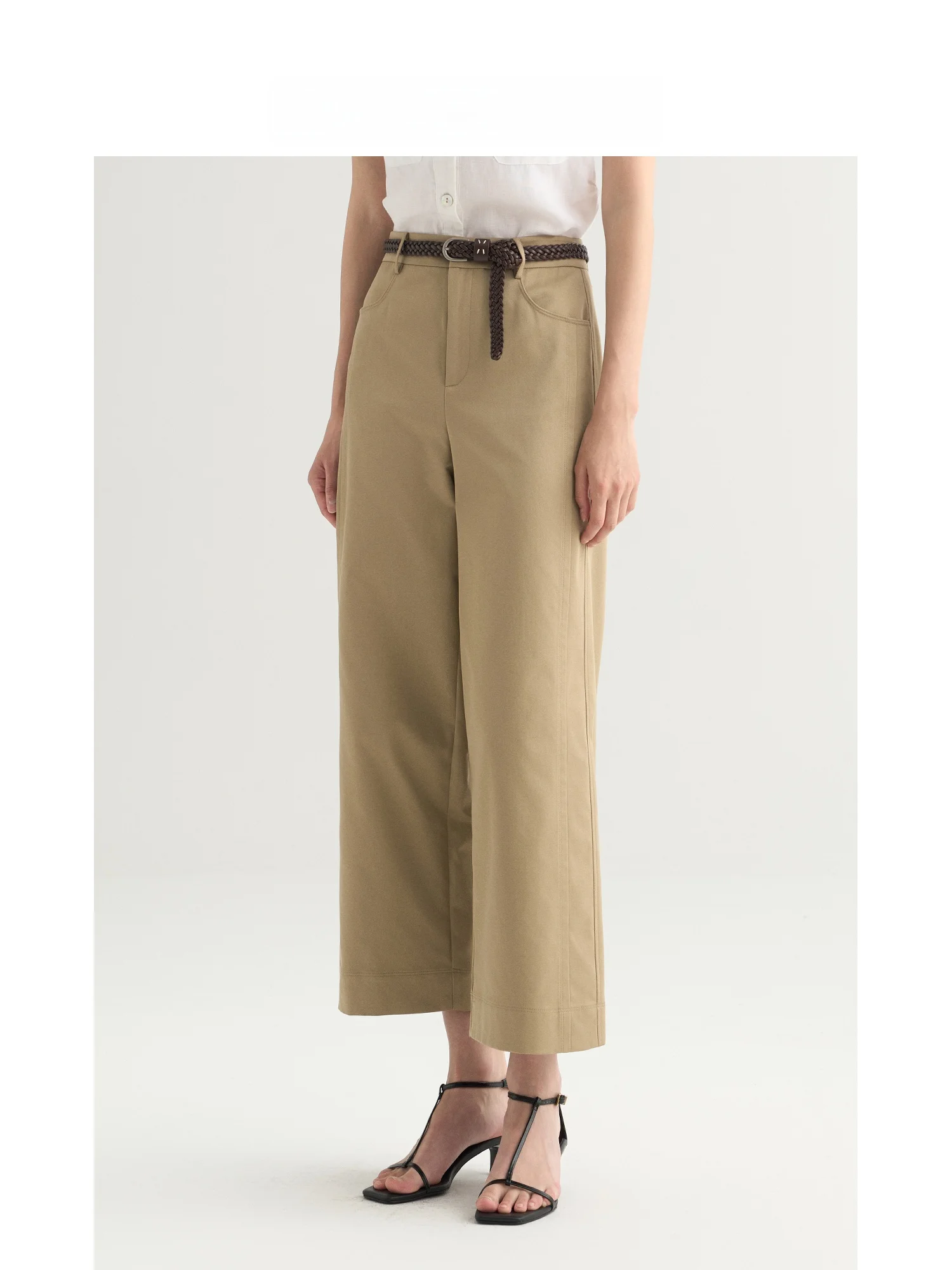 RQIA | Casual Straight Leg Nine-Piece Pants Women's Khaki Office Suit Pants Loose Sensation Pear Shaped Casual Pants