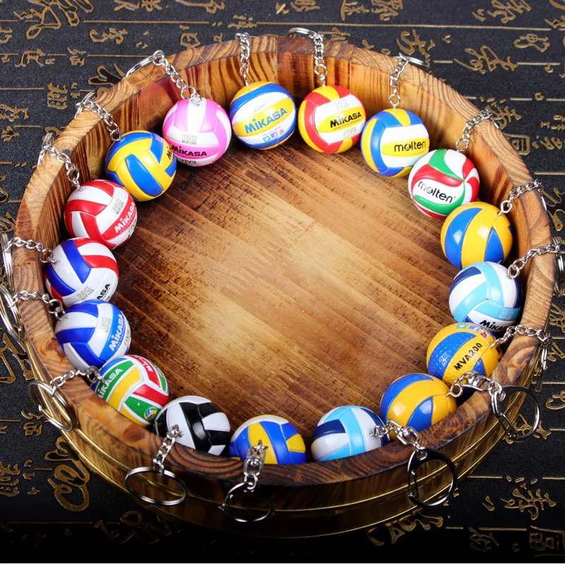 10 PCS/lot Volleyball Keychain Ornaments Business Volleyball Gifts Volleyball Football Beach Ball Key Chain Chains Rings Sport