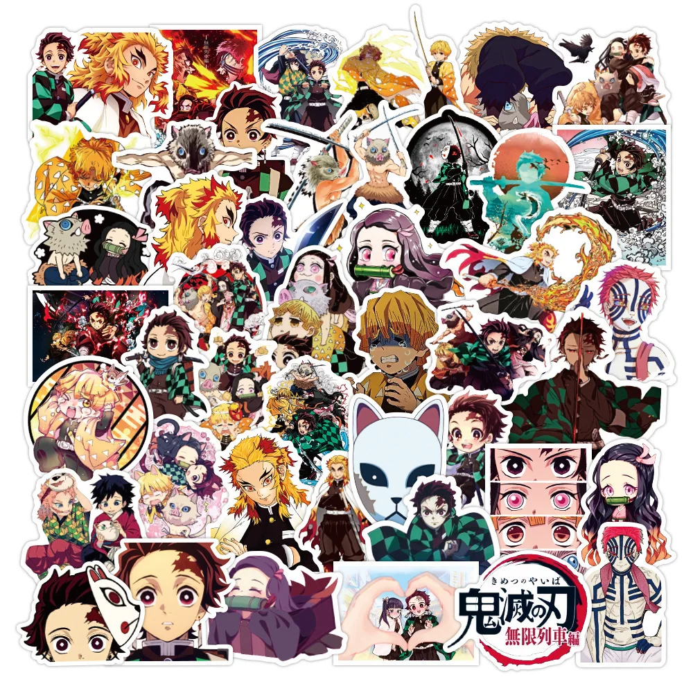 50pcs Creative New Demon Slayer Animation Cartoon Graffiti Sticker Mobile Laptop Phone Car Diy  Waterproof Decoration Sticker