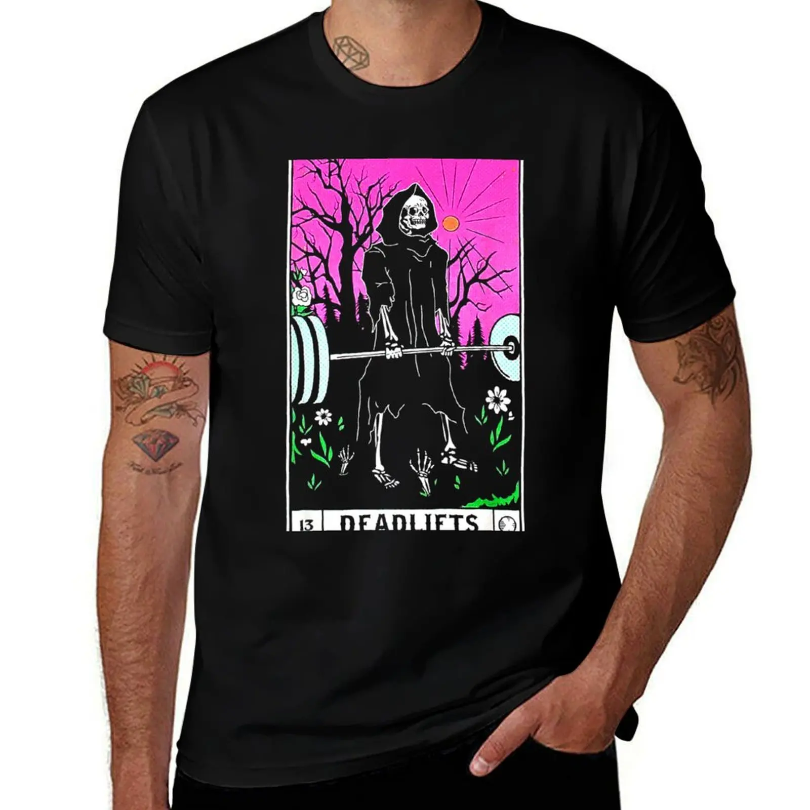 

Tarot Card Funny Gym Deadlifts Workout Occult Reading Reader T-Shirt shirts graphic tee blacks topping sweat funny t shirts men