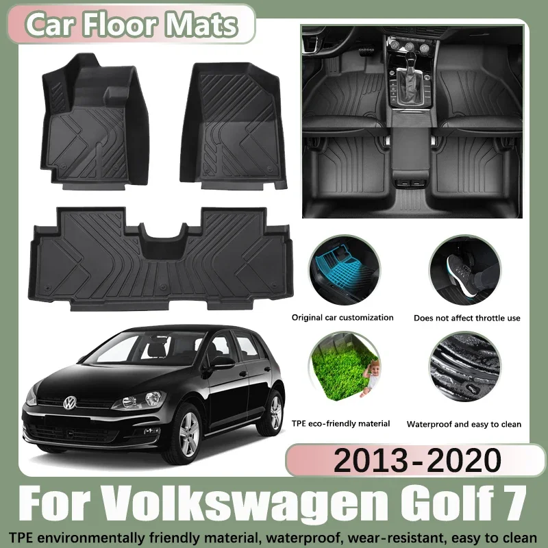 

LHD Car Floor Mats for Volkswagen VW Golf 7 Mk7 2013-2020 2014 2015 TPE Carpet Car Waterproof Foot Pads Custom Liner Accessories