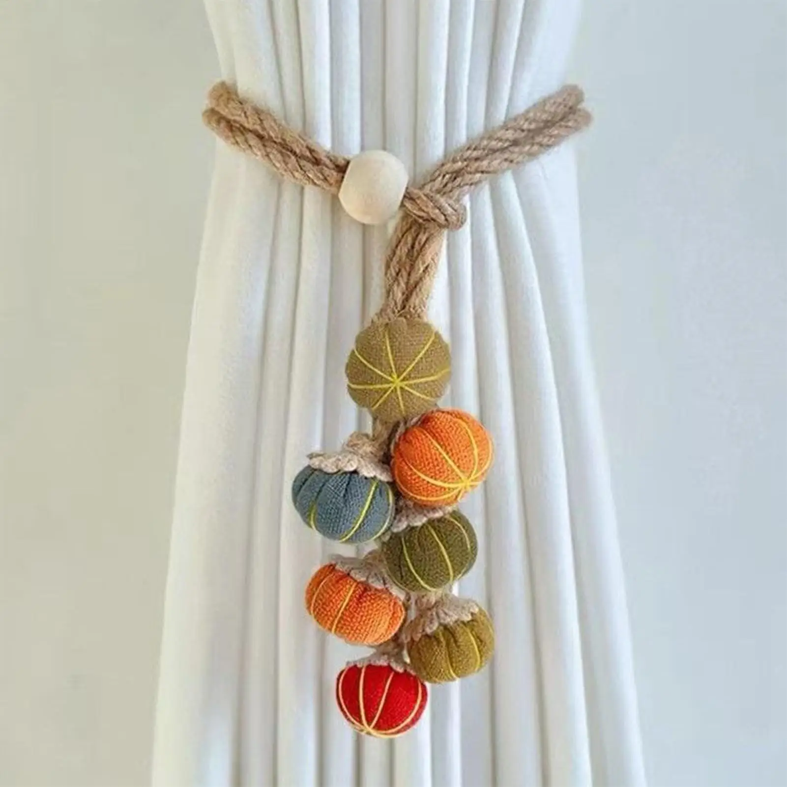 Fascette per tendaggi Accessori per drappeggi in zucca da 2 pezzi Fermatenda moderno Fermatenda in corda per Halloween Autunno Compleanno Vacanze Finestra