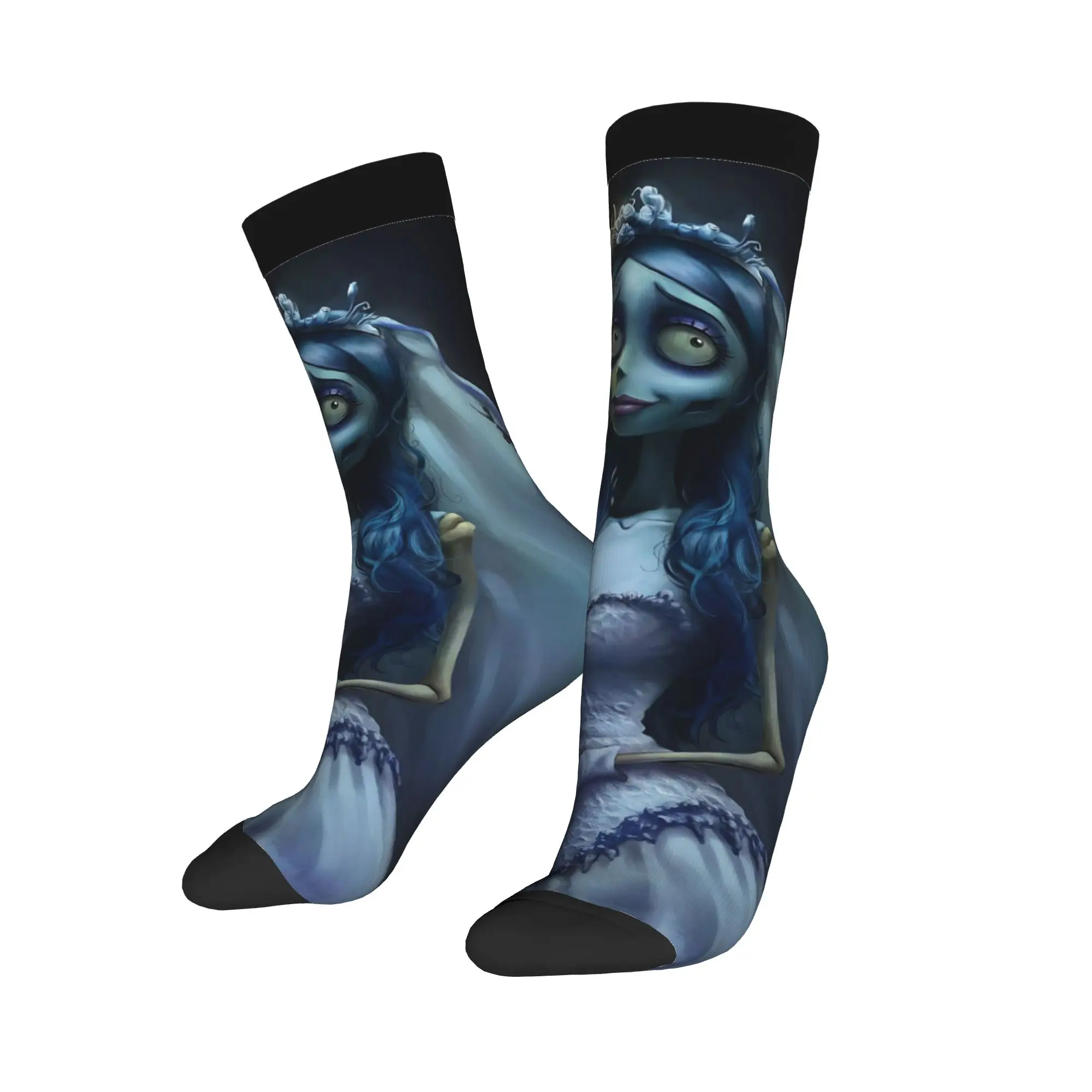 Kaus Kaki Emily Pengantin Mayat Retro Musim Dingin untuk Pria dan Wanita, Kaus Kaki Basket yang Bernapas