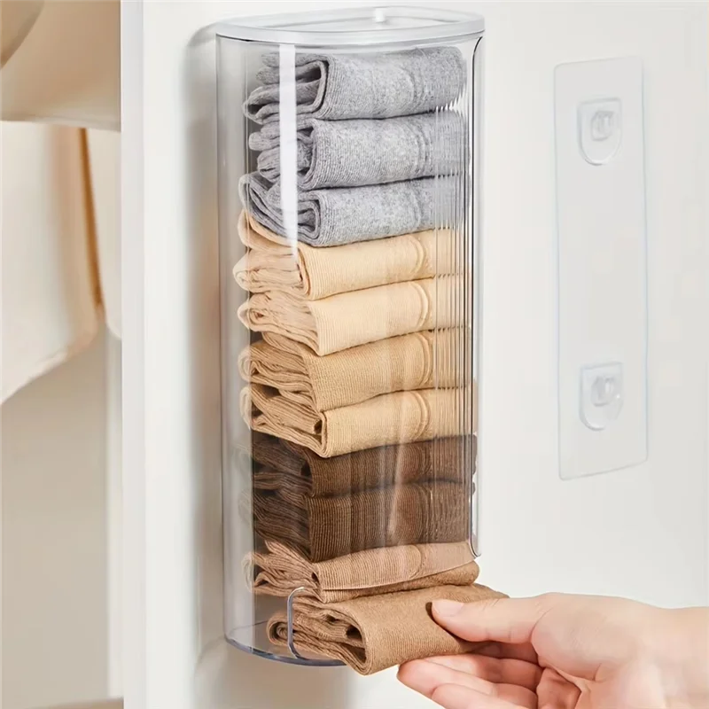 

BMBY-Wall-Mounted Pull-Out Storage Box For Underwear, Trash Bags - Space-Saving Organizer With Cover For Household