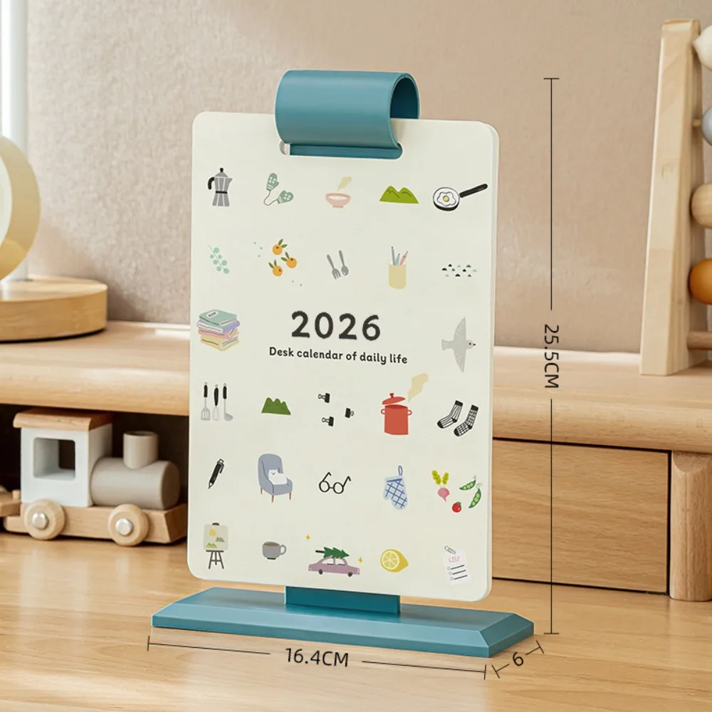 

Cartoon 2026 Desk Calendar Page Flipping Daily Check-in Plan Cartoon Desk Planner Date Display Paper 2026 Cute Student Calendar