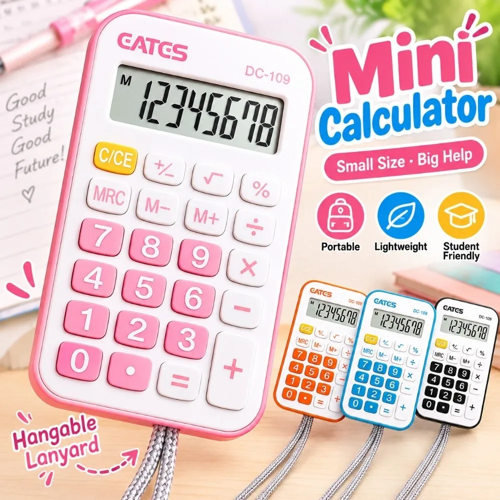 New Compact Mini Calculator with Lanyard Rope Portable Student Calculator Wearable Cute Calculator School Study