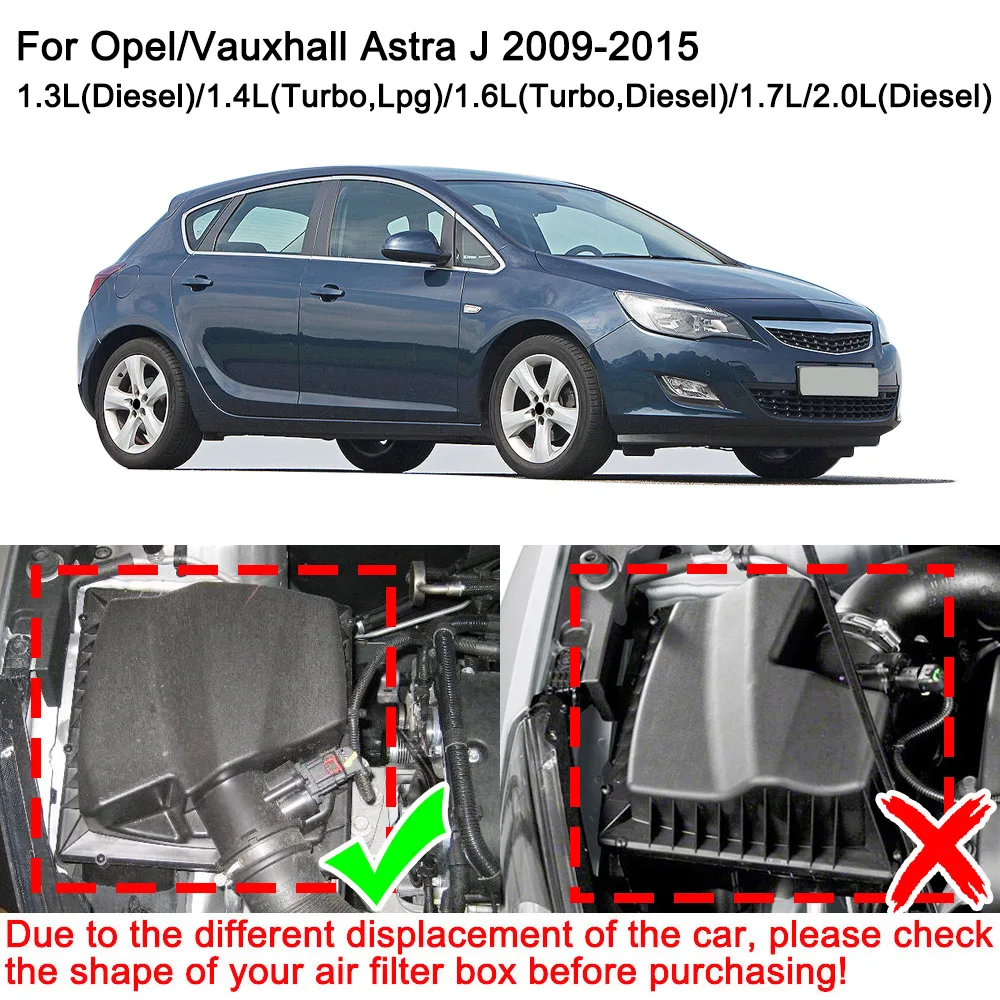 For Opel Vauxhall Astra J 2009 2010 2011 2012 2013 2014 2015 1.4L 1.6L 2.0L Air Filter Car Styling Accessories 13272719 834126