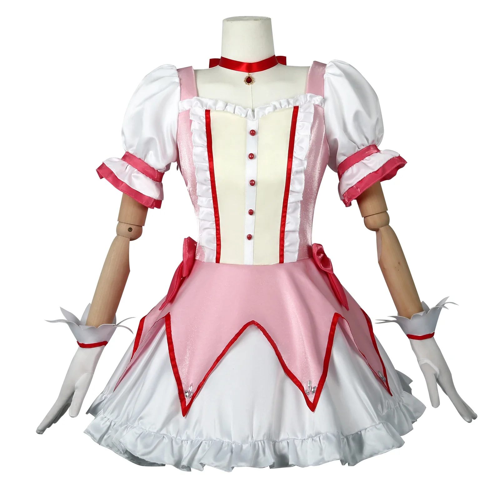 Cosplay Puella Magi Madoka Magica magiczna dziewczyna Kaname Madoka przebranie na karnawał sukienka z naszyjnikiem strój na Halloween