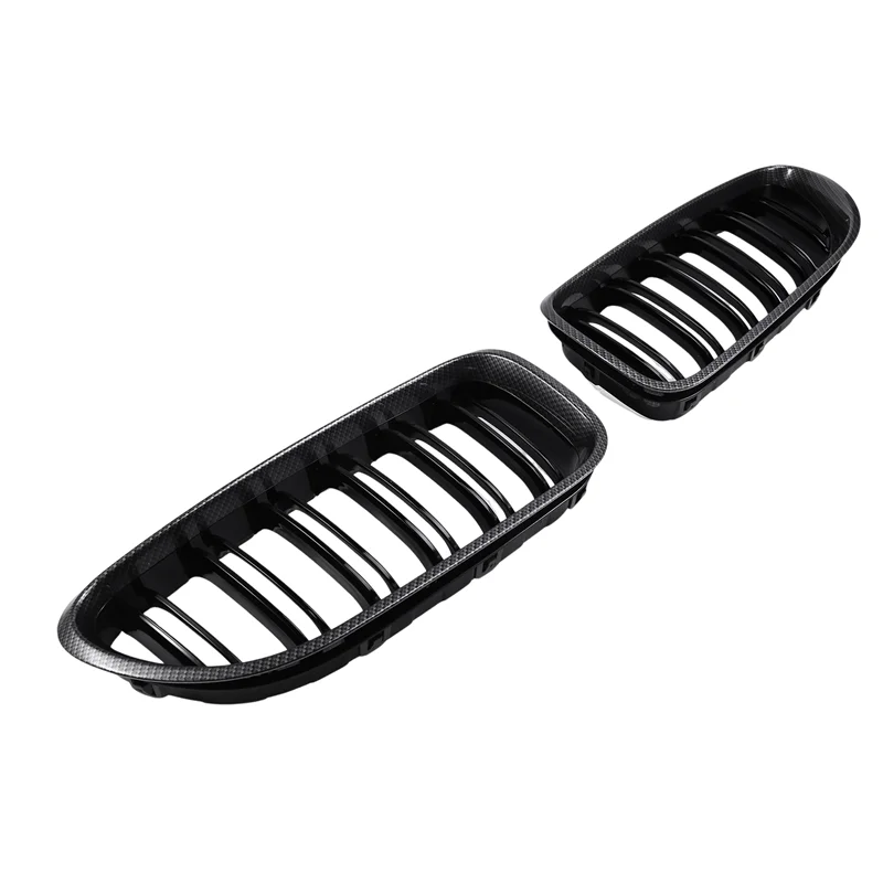 

A82M-For BMW F06 F12 F13 6-Series M6 Style 2012-2017 Carbon Fiber Style + Gloss Black Front Grilles Grille