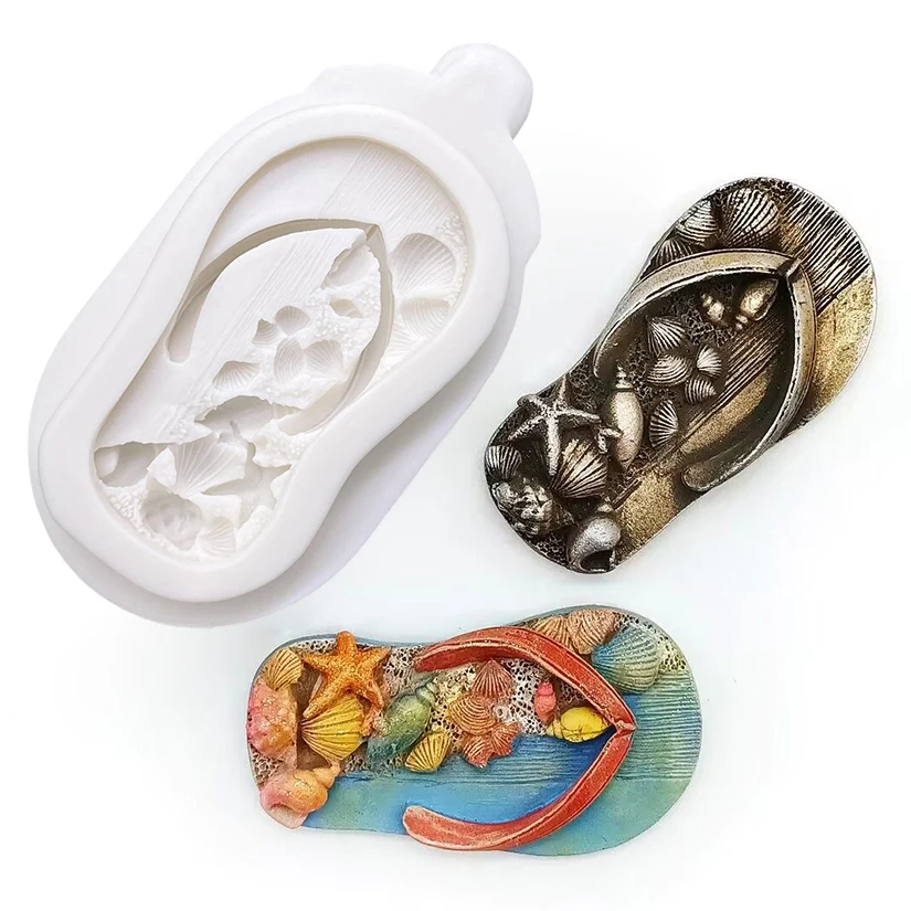 Conch Shell Beach Sandal Silicone Cake Baking Mold Sugarcraft Fondant Decorating Tools Chocolate Gumpaste Cupcake Mold