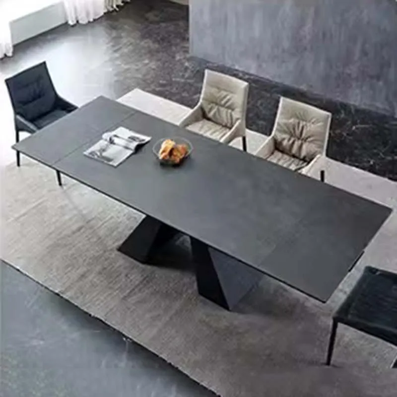 Home Living Room Table Modern Unique Metal Design Rectangular Dining Table Kitchen Luxury Italian Esstisch Restaurant Furniture