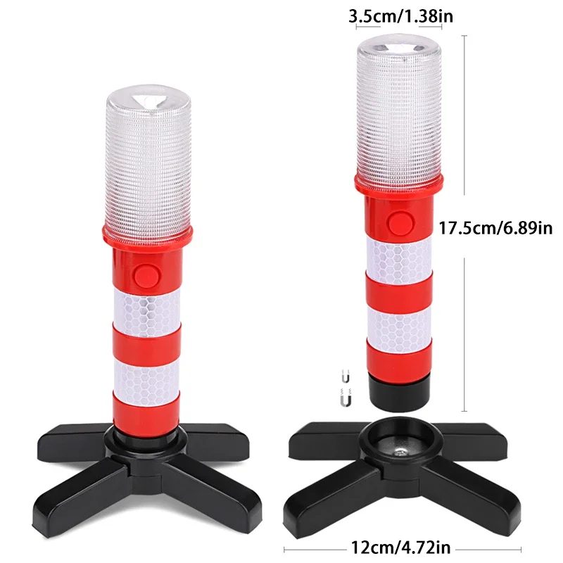 

2pc LED Magnetic Flashlight, Emergency Roadside Flares with Detachable Stand, Safety Strobe Light for SOS Signals