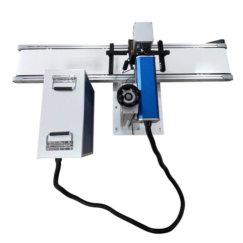 Split Type 20W 30W 50W Auto Visual Positioning Laser Metal Marking Cutting Engraving Machine With Conveyor Belt 1500mm