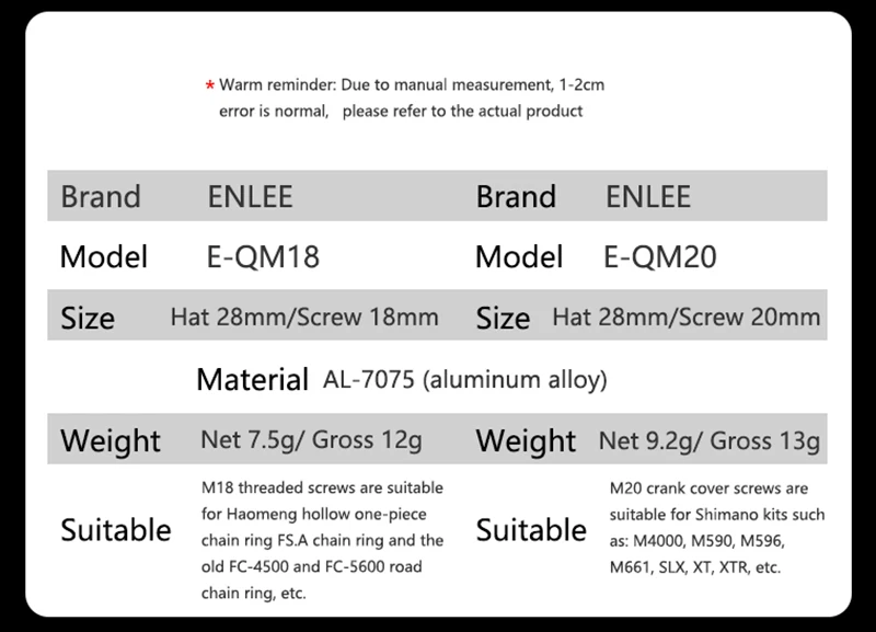 ENLEE Fahrrad Kurbel Abdeckung M18/M20 Mtb Schraube Kappe Mountainbike Pleuel Bolzen Für Kurbelgarnitur Kurbel Abdeckung Werkzeug – Detail 10