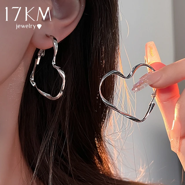 Silver trendy earrings discount