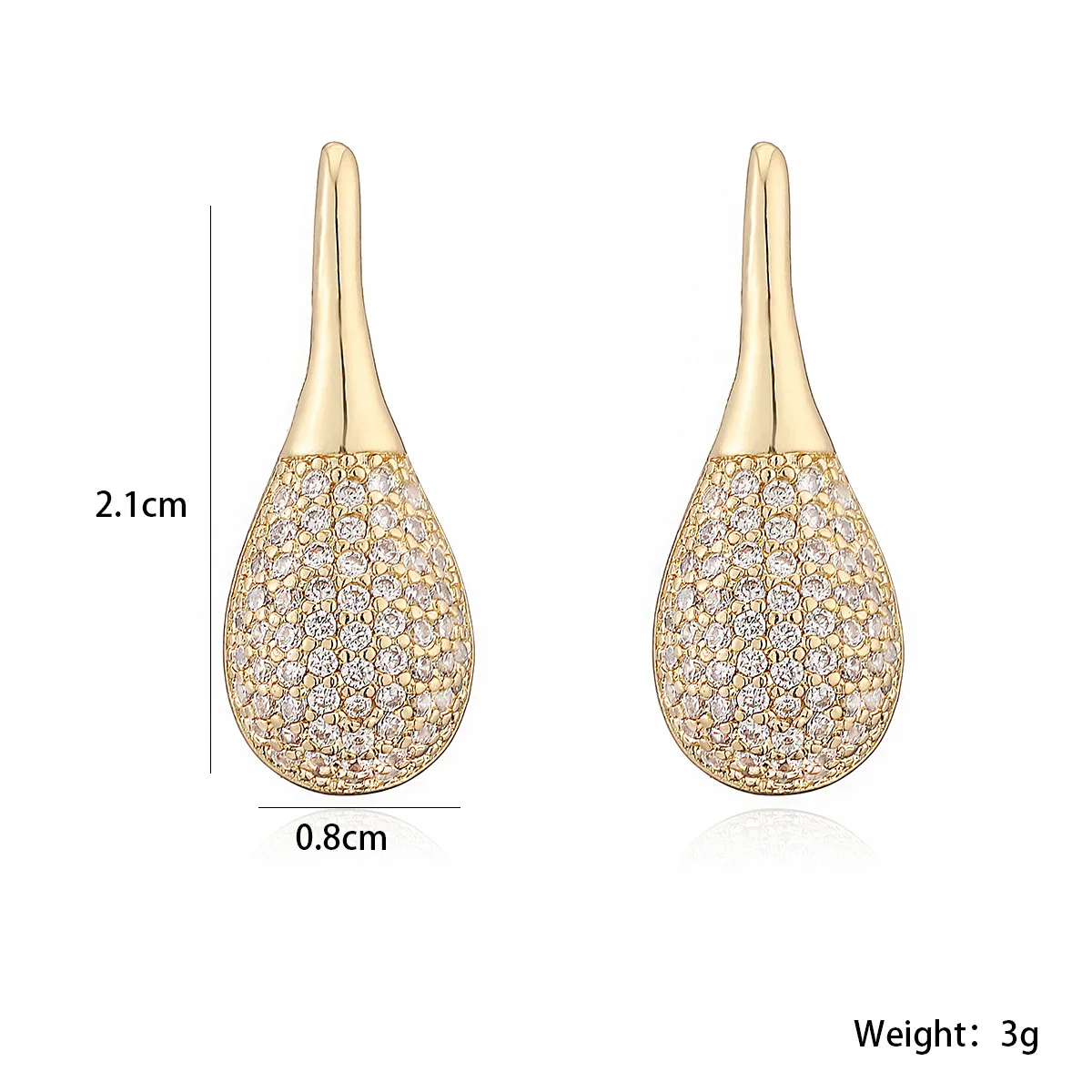 NEWBUY 2026 New Fashion Gold Color 3 Style Geometric Shape Stud Earrings For Women Shiny AAA CZ Inlay Copper Jewelry