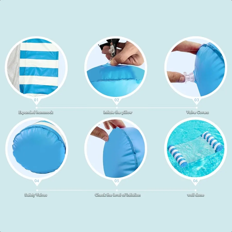 3 Pack Iatable Pool Floats 4in1 Water Hammock Pool Floats Adult Size for Swimming Pool Party Summer Lake Water Fun