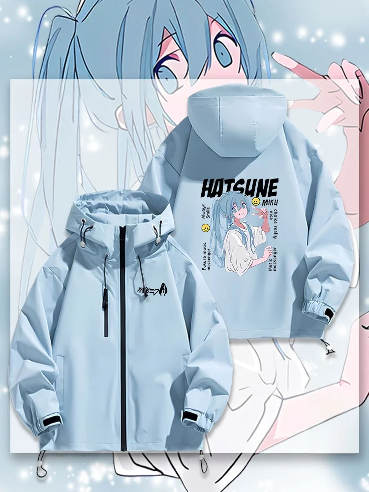 

ex Anime Collaboration Future Surrounding Miku Jaet Youth Sle Waterproof Polyester Fiber Long Sve Hooded Coat