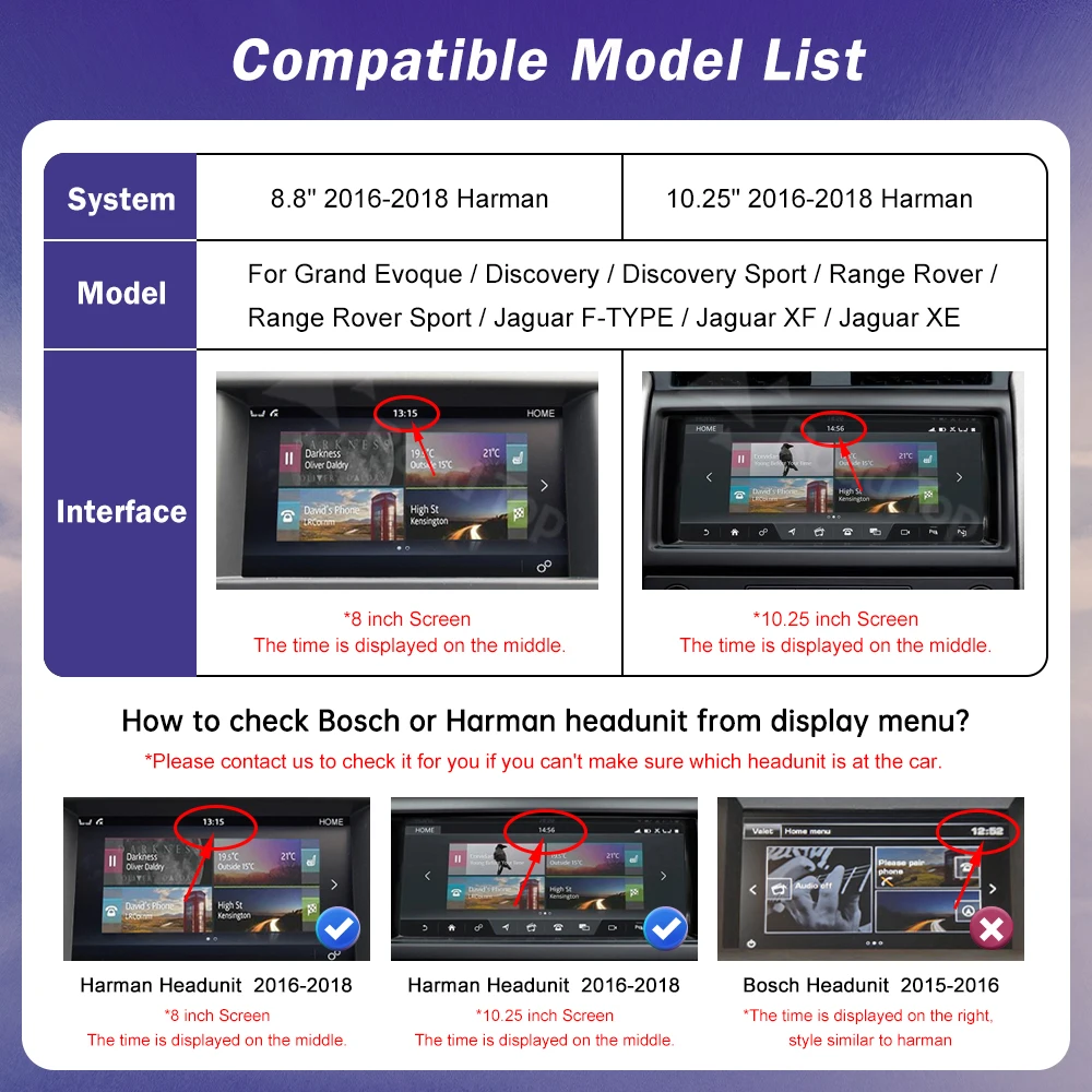 Carplay اللاسلكي لاند روفر/جاكوار/رينج روفر/إيفوك/ديسكفري نظام هارمان 2016-2018 مشغل سيارة ملاحة الوسائط المتعددة #2
