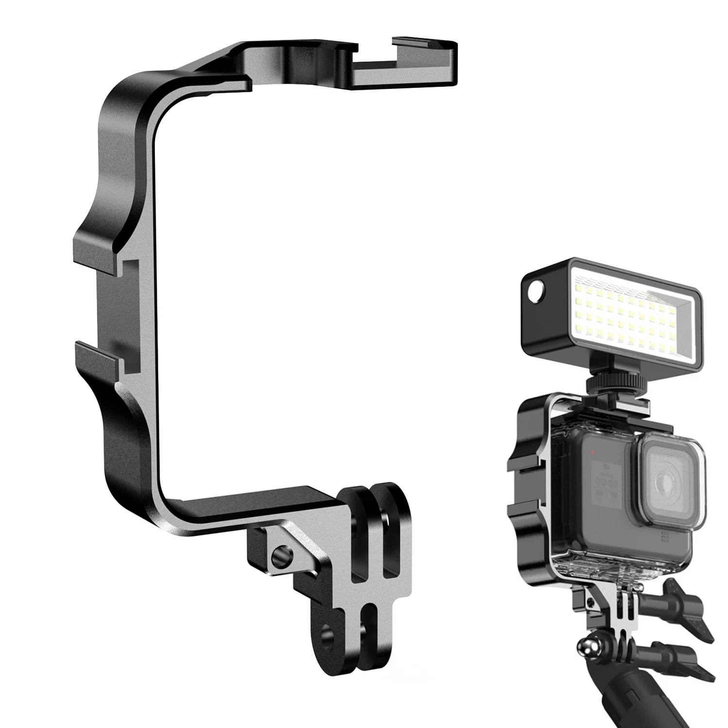 Camera Fill Light Metal Frame with Cold Shoe Mount for GoPro Hero 11 10 9 8 7 Dji Action 3 Camera Accessories Mount