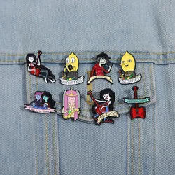 Cartoon Adventure Time with Finn and Dog Jake Pins Brooch Cute Lemon Prince Anime Figure Enamel Lapel Pin Jewelry Cosplay Props