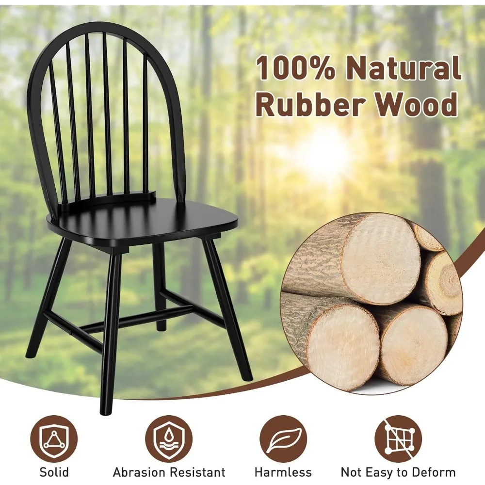 مجموعة من 6 كراسي لتناول الطعام من الخشب المطاطي المغزل عالي الظهر مكونة من 18 قطعة من WATERJOY، مناسبة للمطبخ وغرفة المعيشة