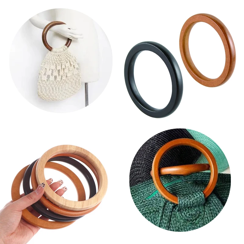 1PCS Round Wooden Handle 12CM For Handmade Handbag DIY Tote Purse Frame Making Bag Hanger DIY Bag Accessories Parts Hanger