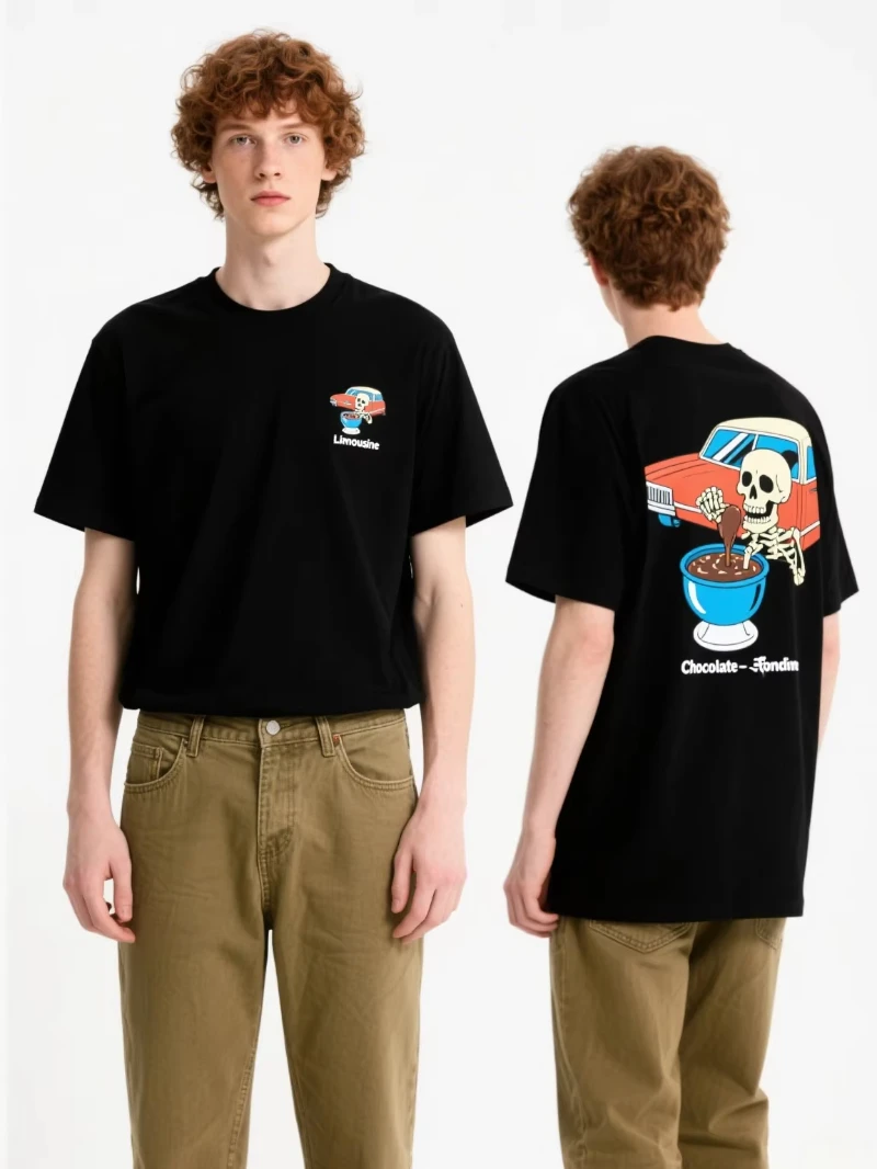 

2025 Повседневная черная футболка с мотивом черепа Formula 1, гоночный принт для любителей трендов, летняя роскошная брендовая новинка, удобная футболка