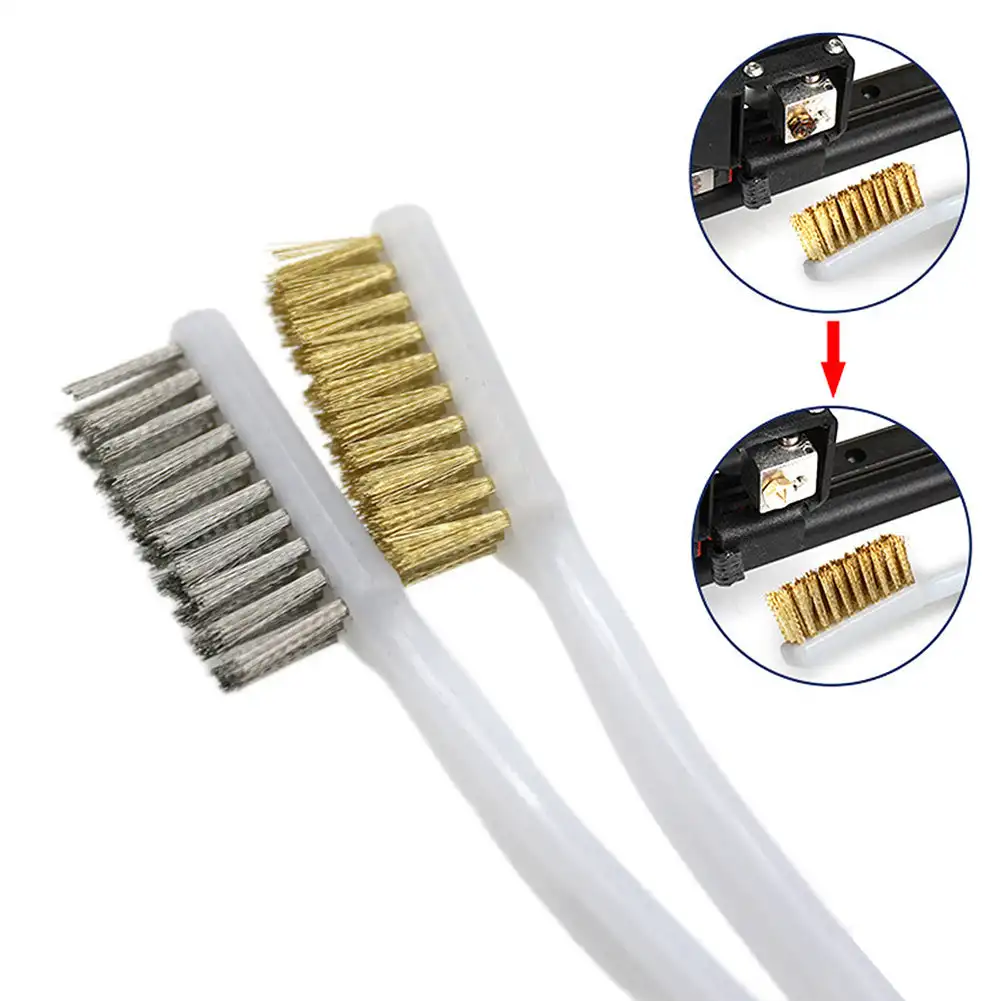 3D Printer Cleaner Tool Wire Toothbrush Copper Brush Handle Cleaner Brush For Nozzle Heater Block Hotend Cleaning Hot Bed Parts