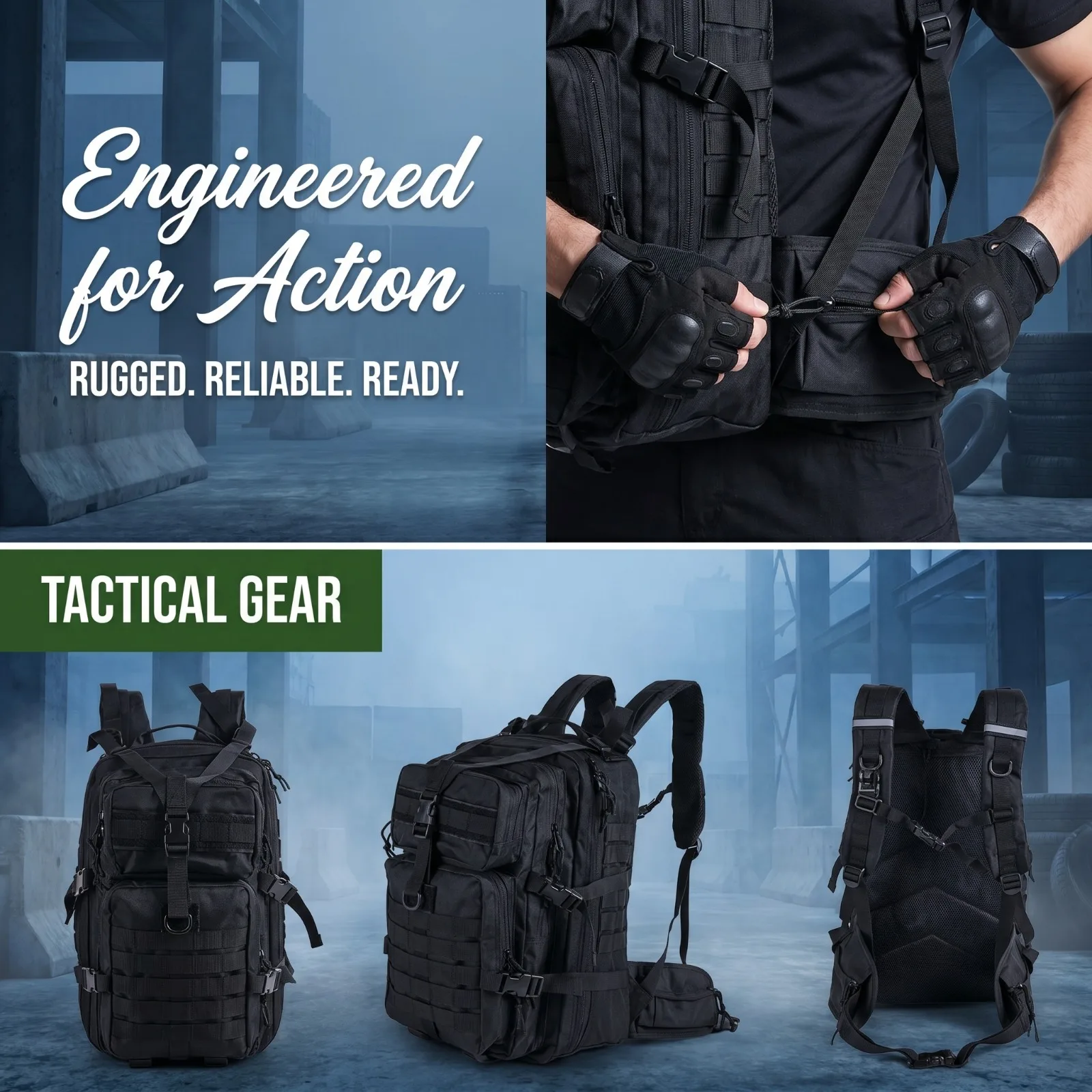 Goture 45L Fishing Backpack Molle Webbing Waterproof Outdoor Fishing Camping Hunting Multi Compartment Travel Daypack Hiking