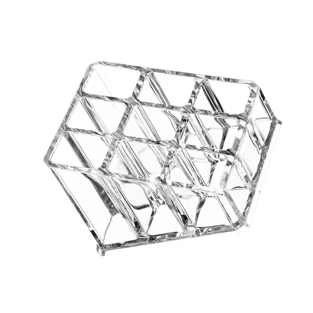 

Transparent Lipstick Storage Box 9 Slot Organizer For Makeup Brushes Countertop Dresser Plastic Holder