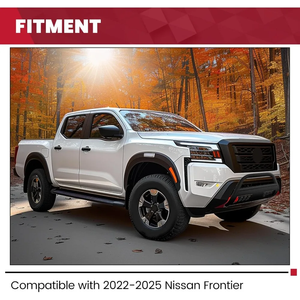 شريط الثور متوافق مع 2022-2025 نيسان فرونتير 3 الملمس الجبهة دفع بار الوفير شواء الحرس فرشاة الحرس الصلب الأسود