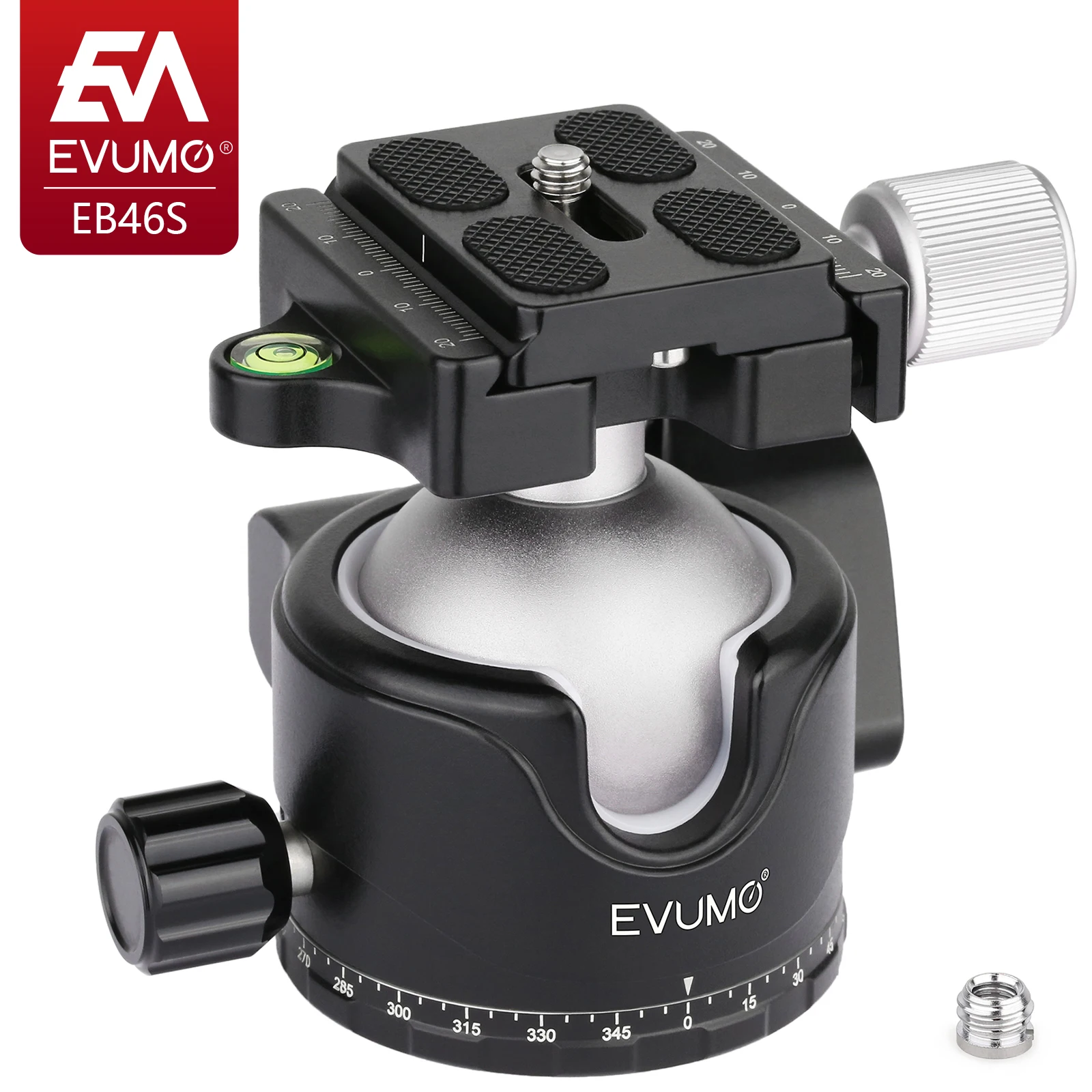 

EVUMO Professional 46mm Ball Head Low Profile Metal Tripod Head Max Load 55.1lbs/25kg for Tripod Monopod Digital DSLR Camera