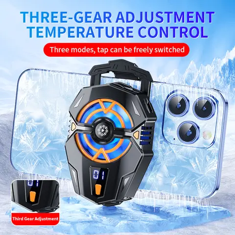 Phone Cooler Gaming Universal Phone Cooling Fan 3 Modes Mobile Phone Radiator for iPhone Android 4.5 to 7in Phone Live Streaming