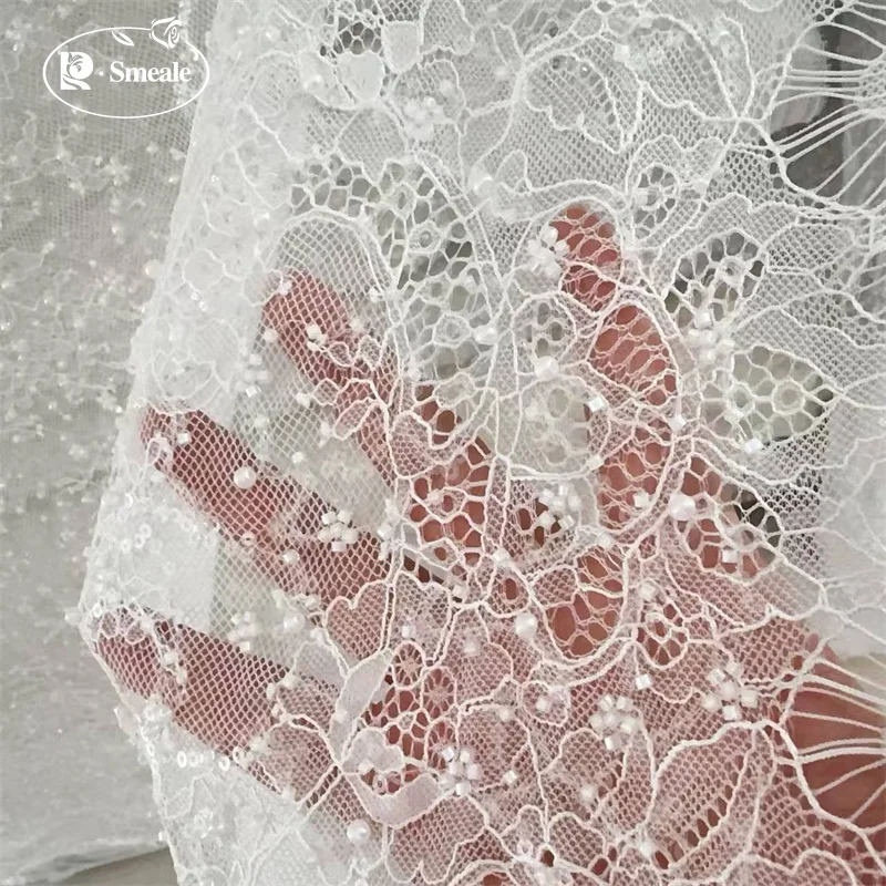 

3M.High Quality Beads Flash Sequins Bridal Wedding Fabric Lace.cotton Fabrics for Sewing Laces Textile Nigerian Lace Fabrics