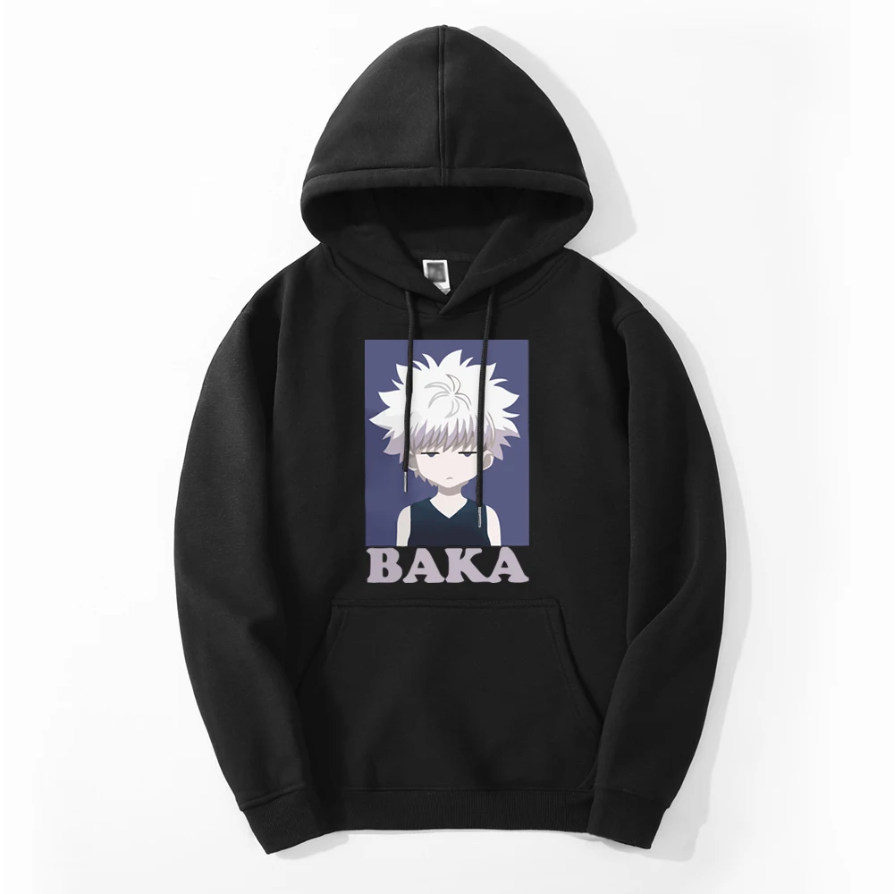 Anime Funny Baka Killua Hip Hop 2024 Autumn Men Simple Print Hoodies Sweatshirts Fashion Fitness Clothes Print Hoodie